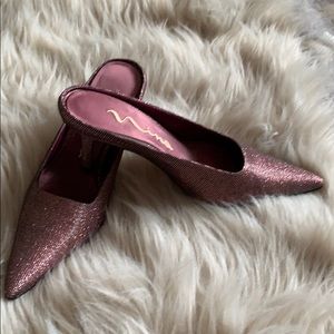 ☀️ Sparkly Mauve Rose Gold Nina Mules